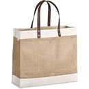 Jute & Cotton Tote with Leather Handles